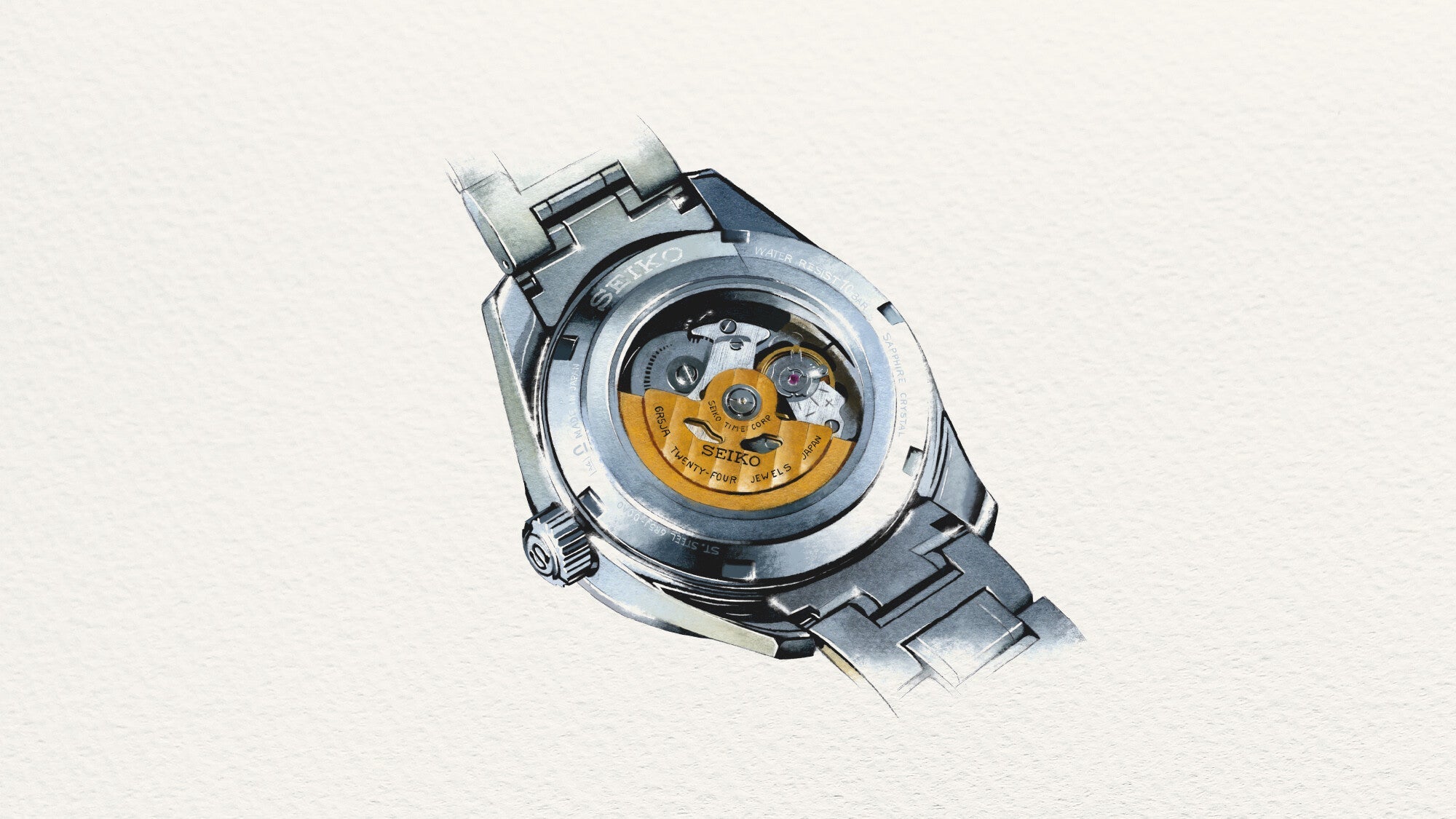 Seiko automatik ur set bagfra, tegnet