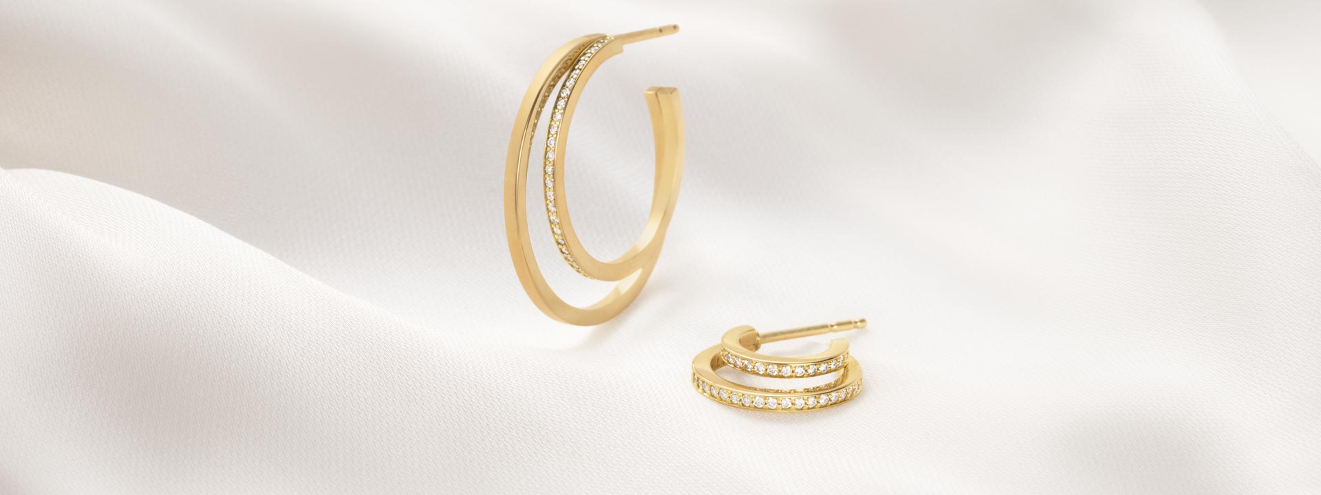 Georg Jensen Halo creoler i guld med diamanter