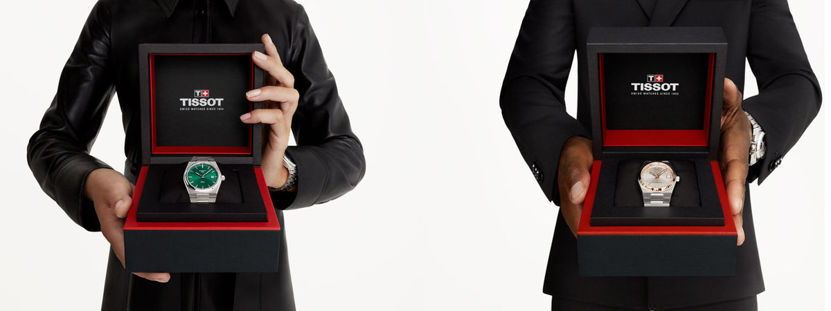 Tissot ure i stål vist i boks
