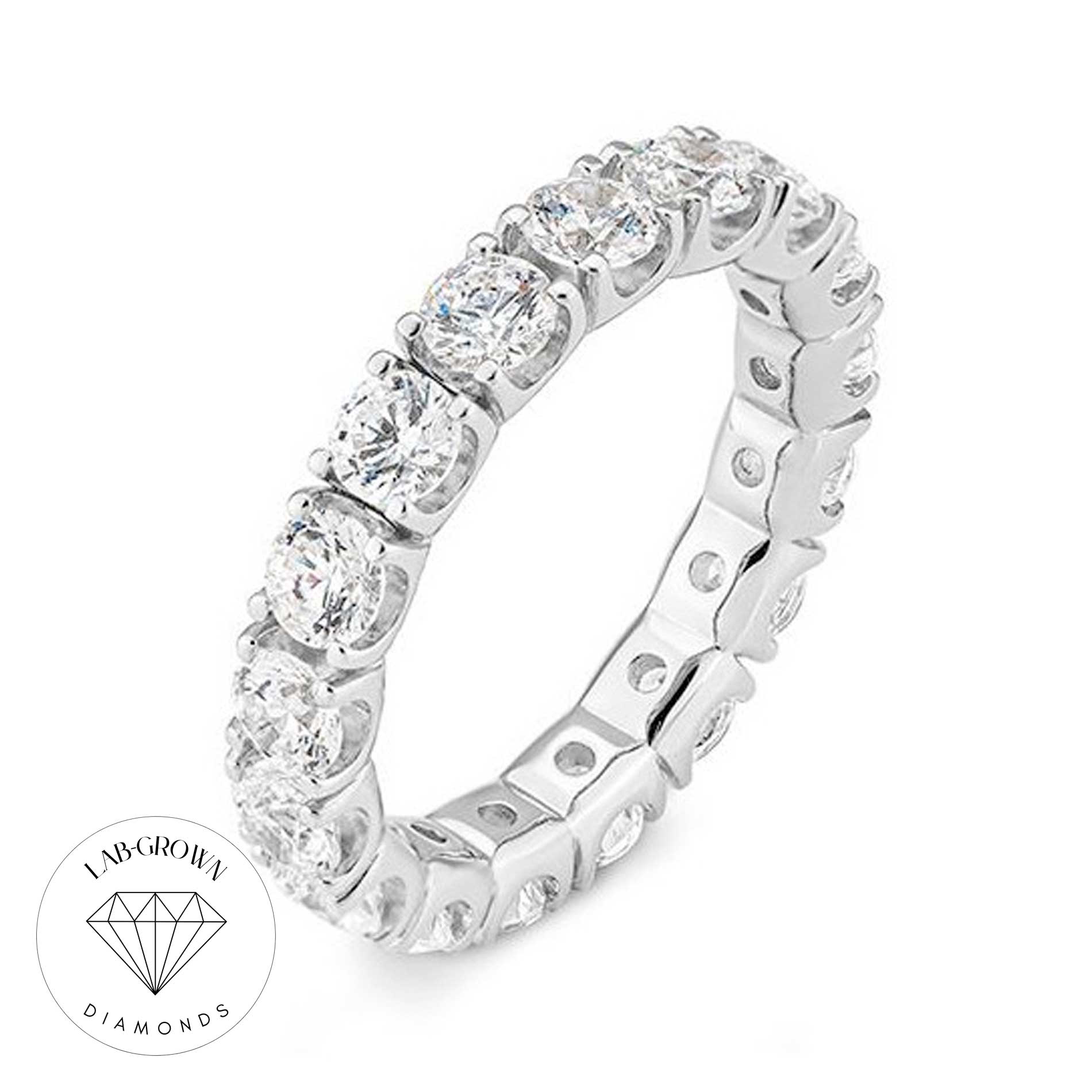 Alliancering i hvidguld med lab-grown diamanter