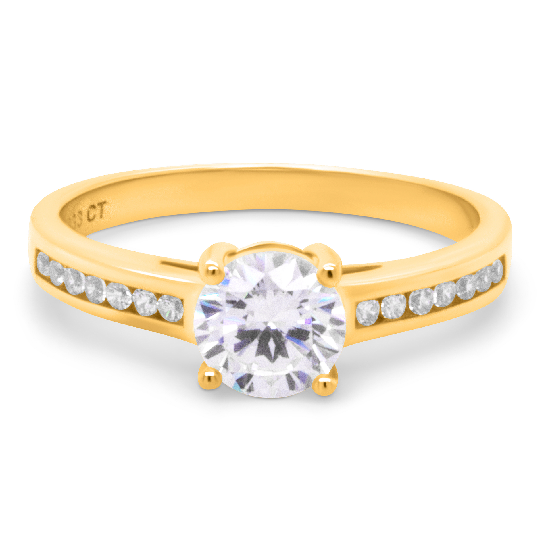 Solitaire ring i 8 karat guld med zirkonia sten