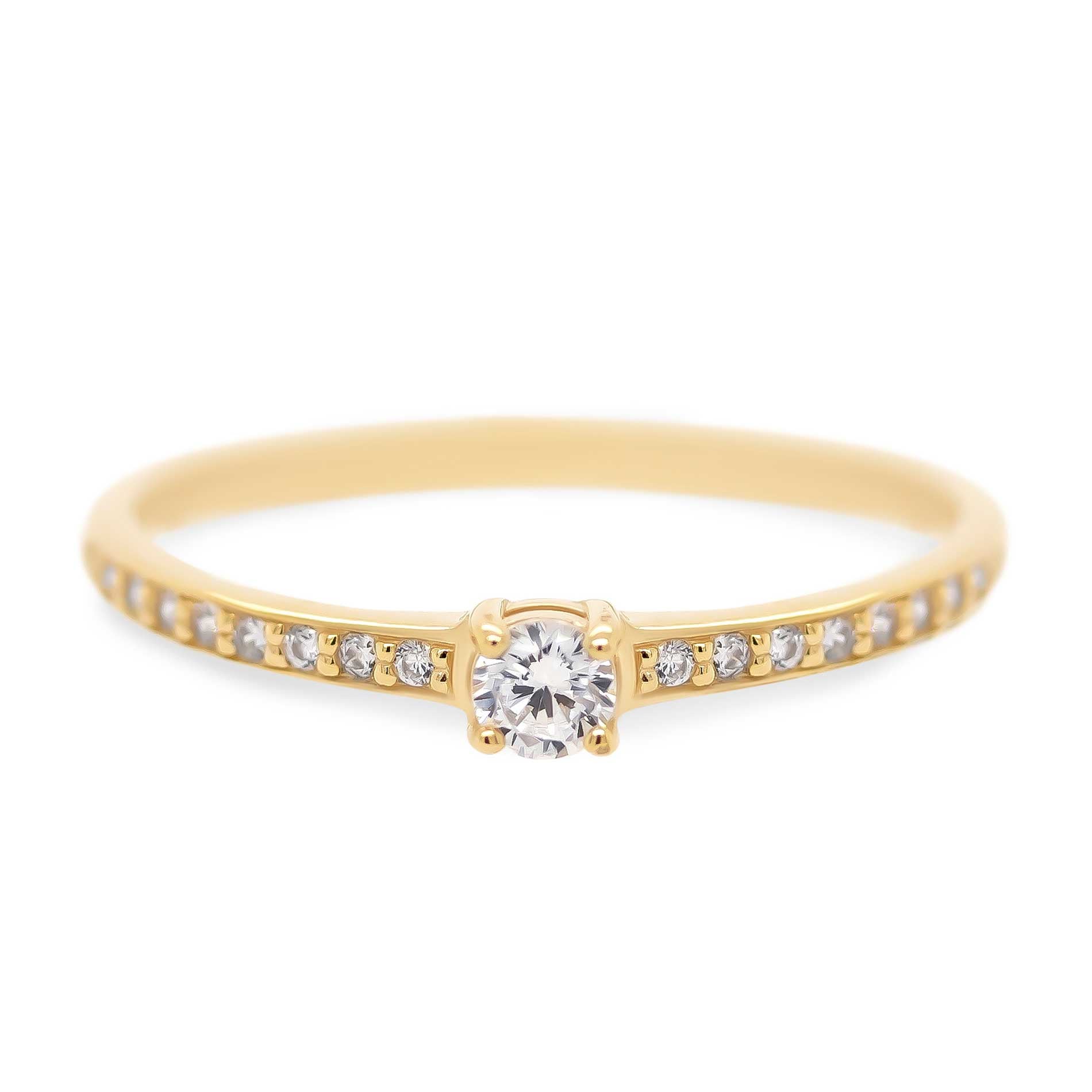 Guldring med zirkonia