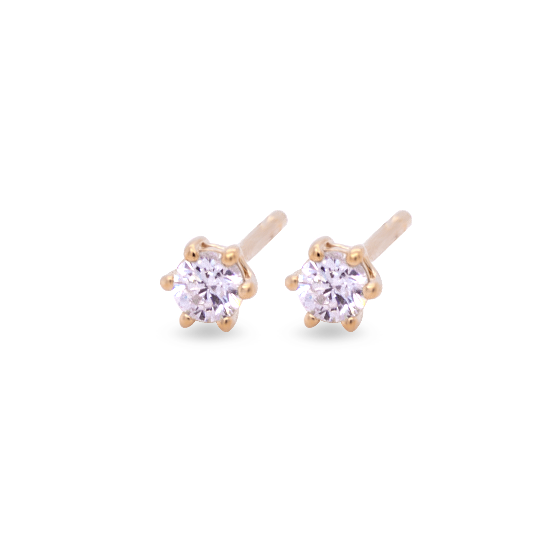 Forgyldte ørestikker med 4 mm klare zirkonia
