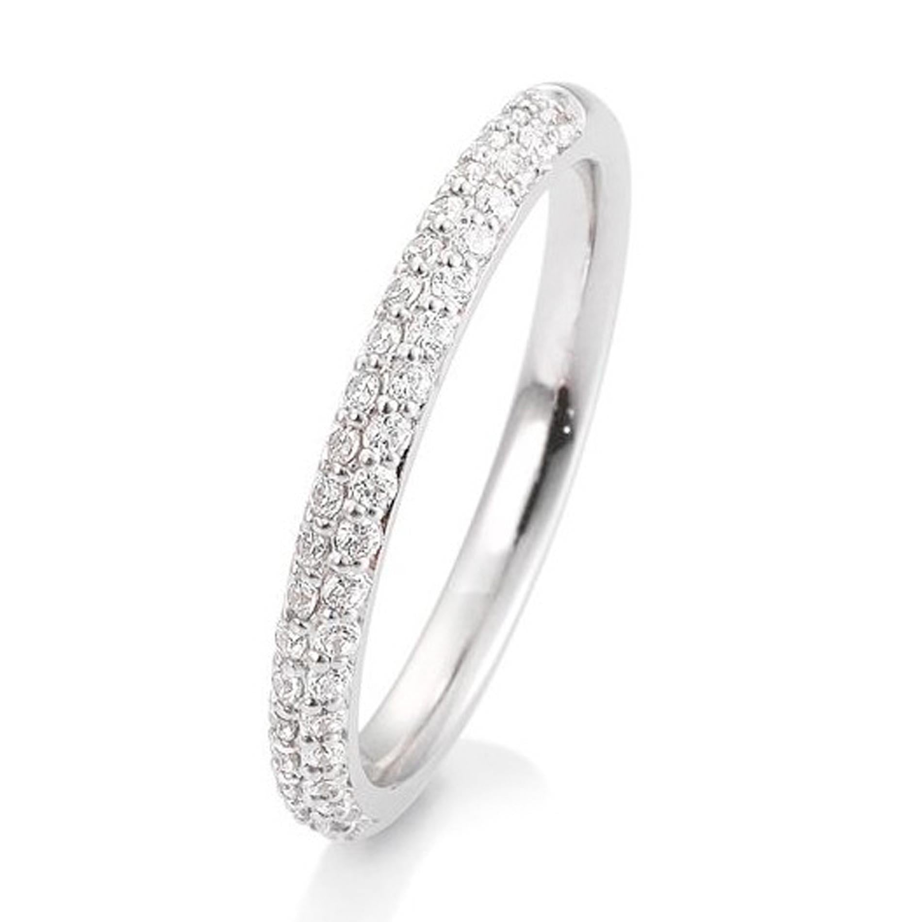 Alliancering med 2 rækker diamanter i hvidguld