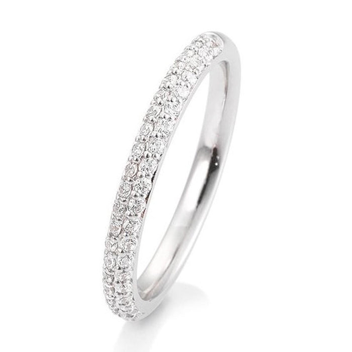 Alliancering med 2 rækker diamanter i hvidguld