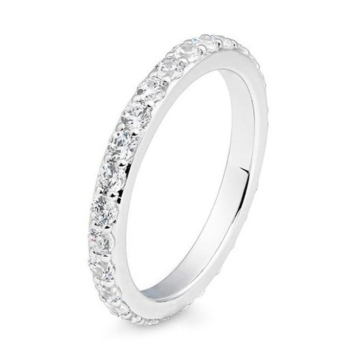 Alliancering i hvidguld med diamanter