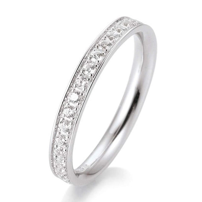 Alliancering i hvidguld med diamanter