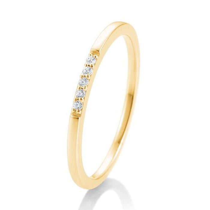 Alliancering i guld med 5 diamanter