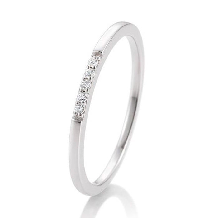 Alliancering i hvidguld med 5 diamanter