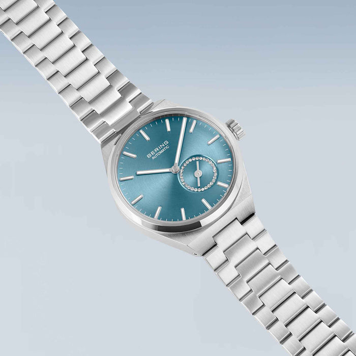 Automatik ur fra Bering i stål med blå skive