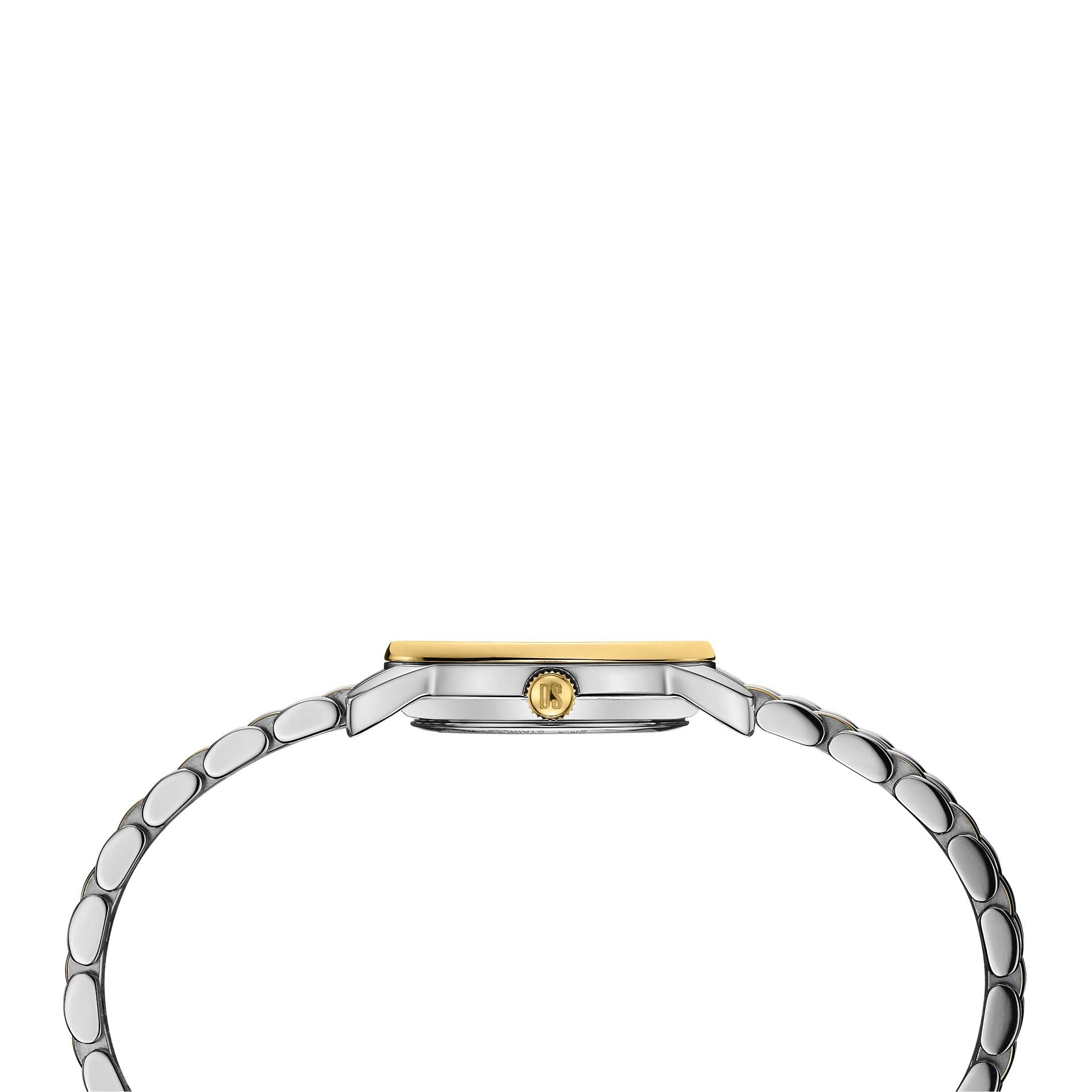 Certina DS 8 dameur i two-tone stål med perlemorskive, set fra siden