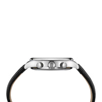 Certina DS 8 Moon Phase herreur med blå skive og læderrem, set fra siden