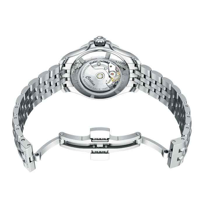 Certina DS Action dame dykkerur i stål med blå skive, set bagfra