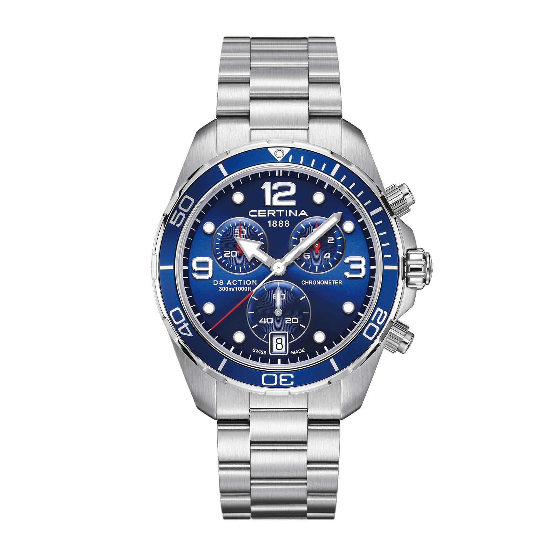 Certina DS Action i stål med blå skive