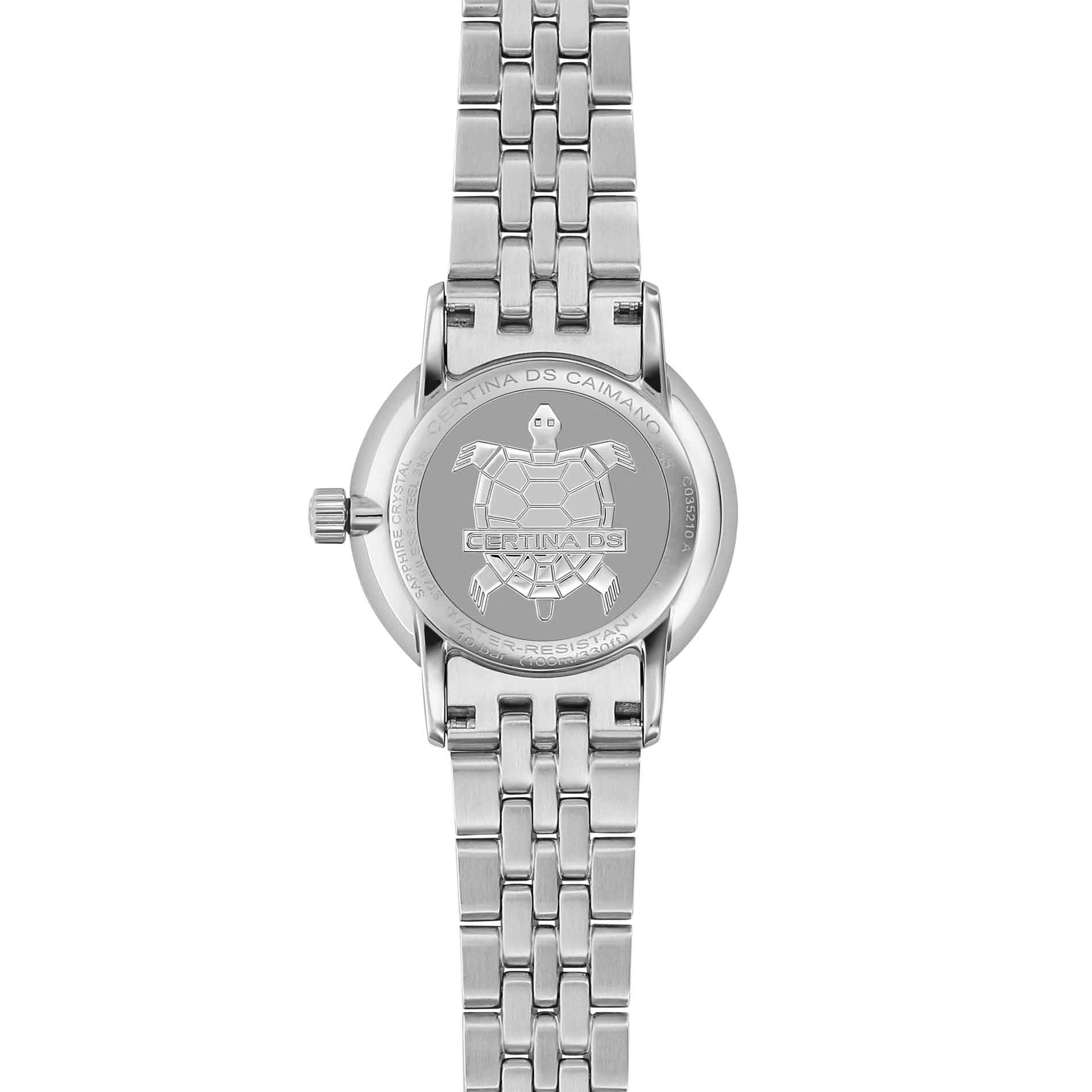 Certina DS Caimano dameur i stål med sølv skive, set bagfra