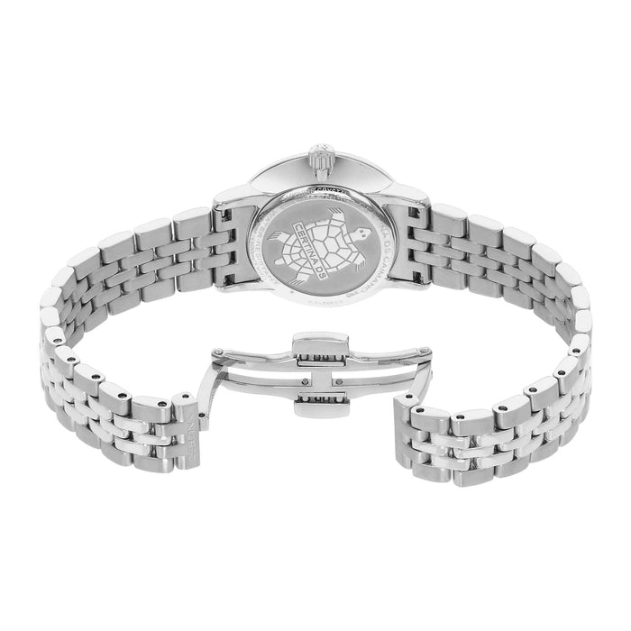 Certina DS Caimano dameur i stål med sølv skive, set bagfra