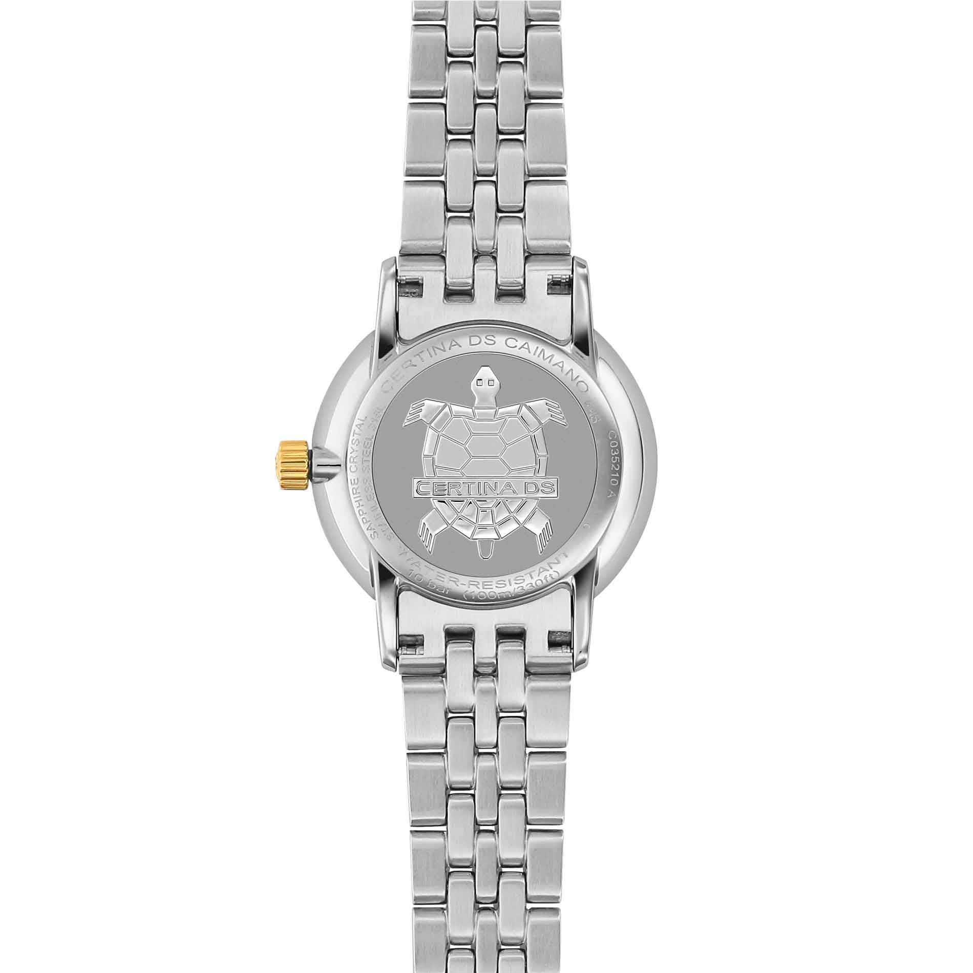 Certina DS Caimano dameur i two-tone stål med sølv skive, set bagfra