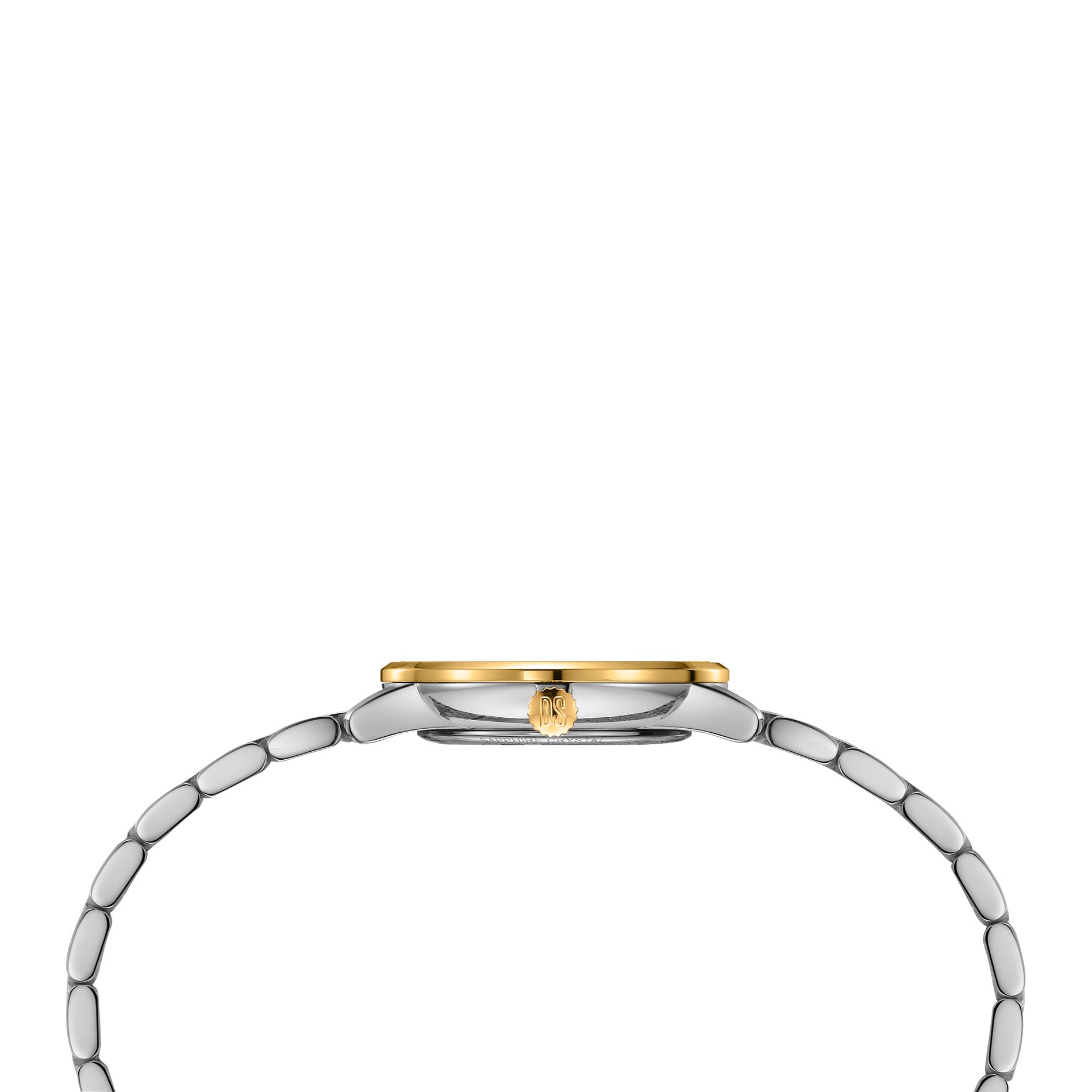 Certina DS Caimano dameur i two-tone stål med sølv skive, set fra siden