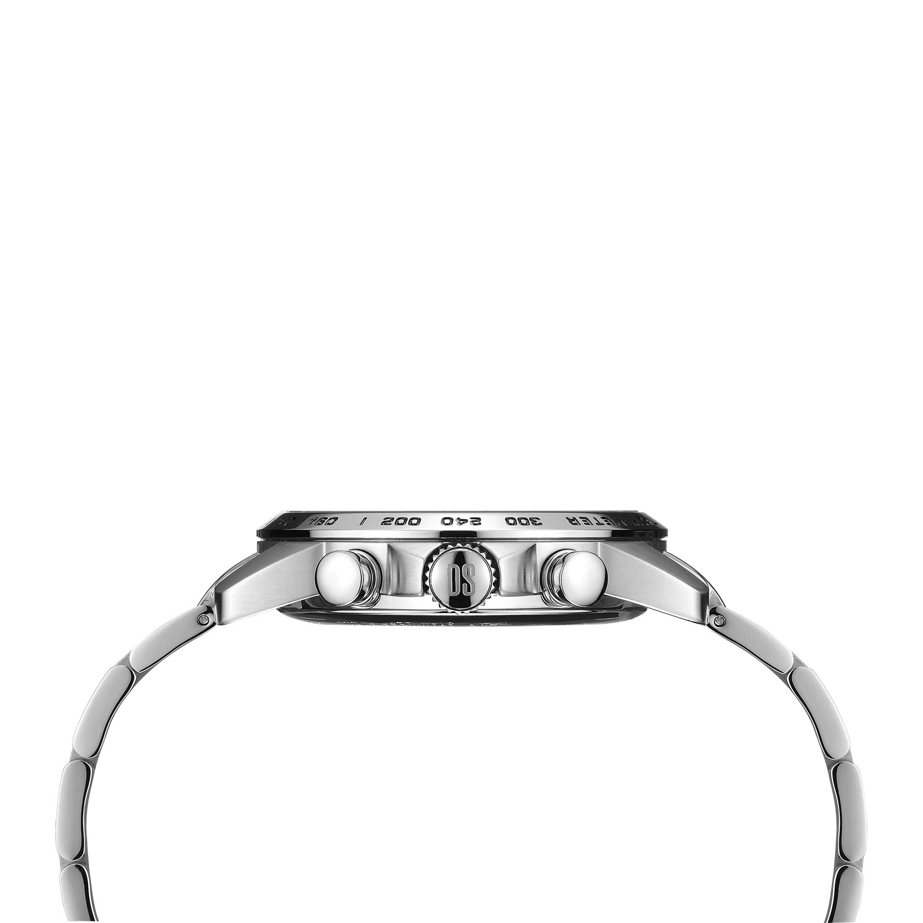 Certina DS Podium herreur i stål med sort skive, set fra siden