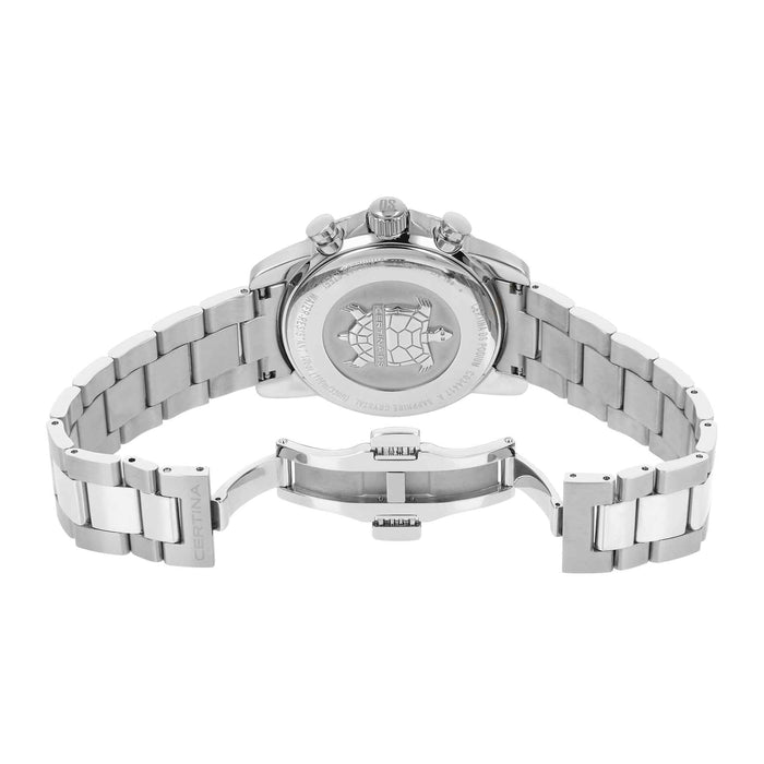 Certina DS Podium herreur i stål med sort skive, set bagfra