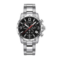 Certina DS Podium herreur i stål med sort skive, set forfra