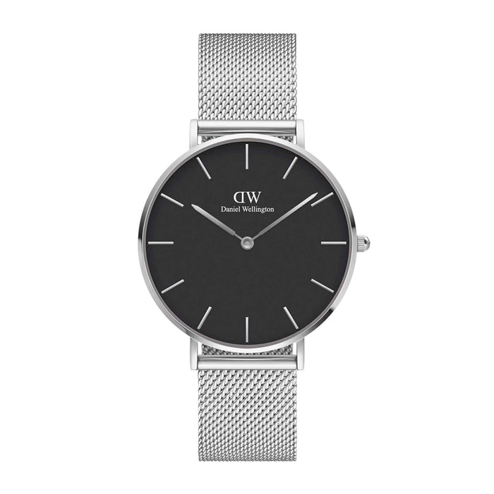 Ur i stål med sort skive fra Daniel Wellington