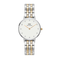 Daniel Wellington ur med hvid skive og two-tone lænke