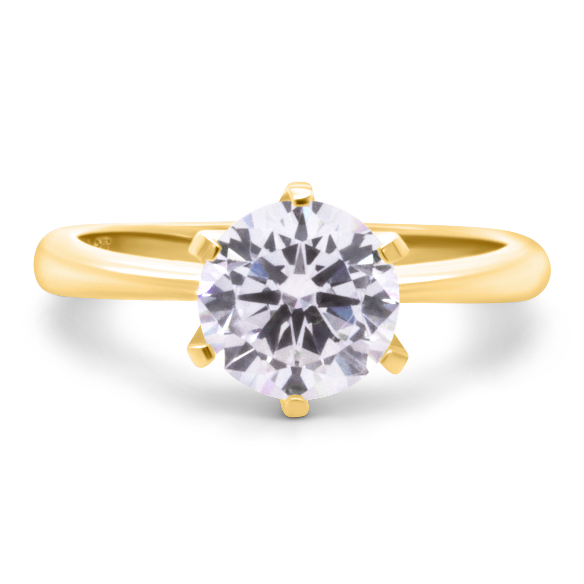 Solitaire ring i forgyldt sølv med en klar zirkonia sten