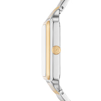 Firkantet Fossil ur i two-tone stål med perlemor skive