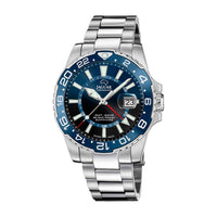 Jaguar GMT ur i stål med blå skive