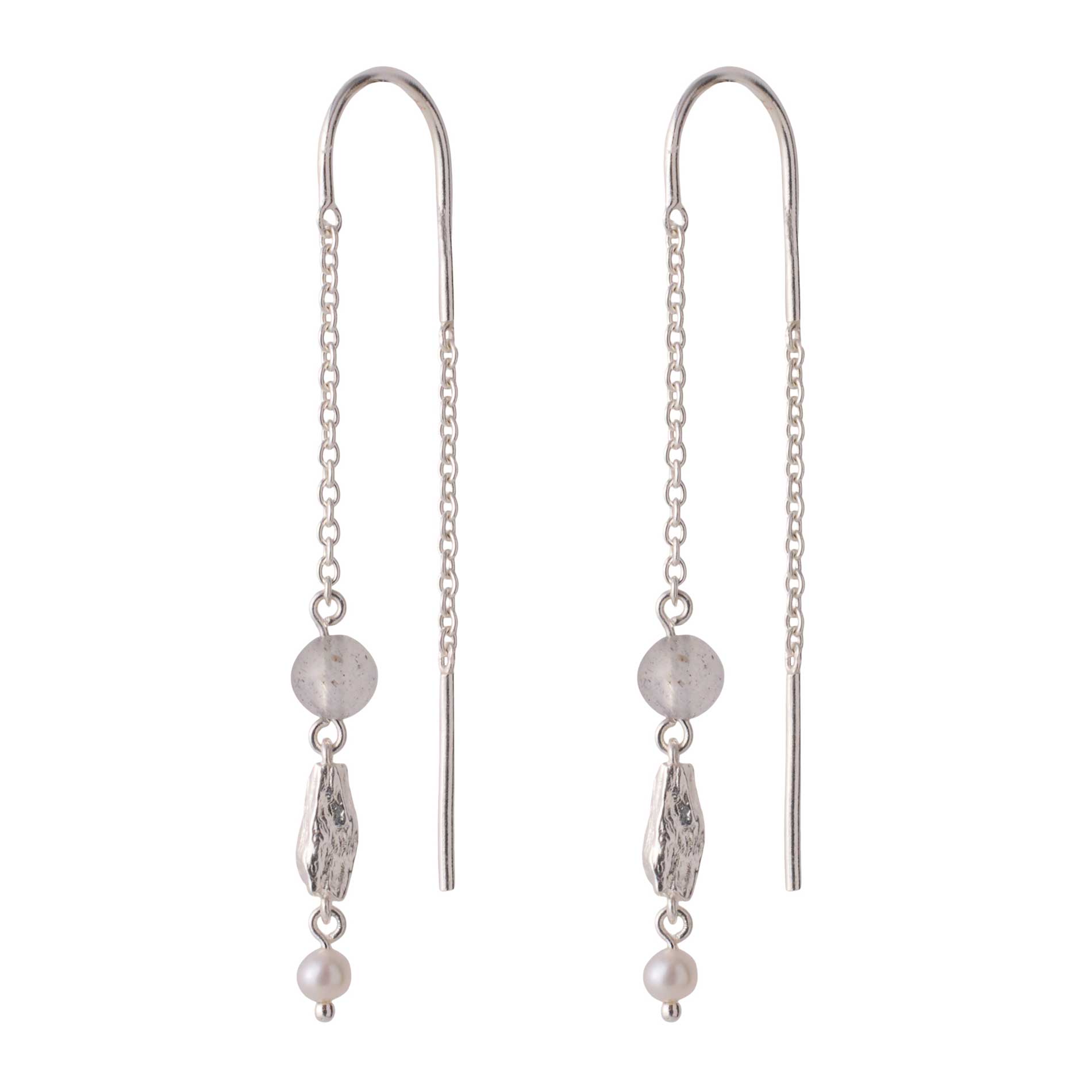 Sølv ørekæder med perler og labradortie fra Pernille Corydon