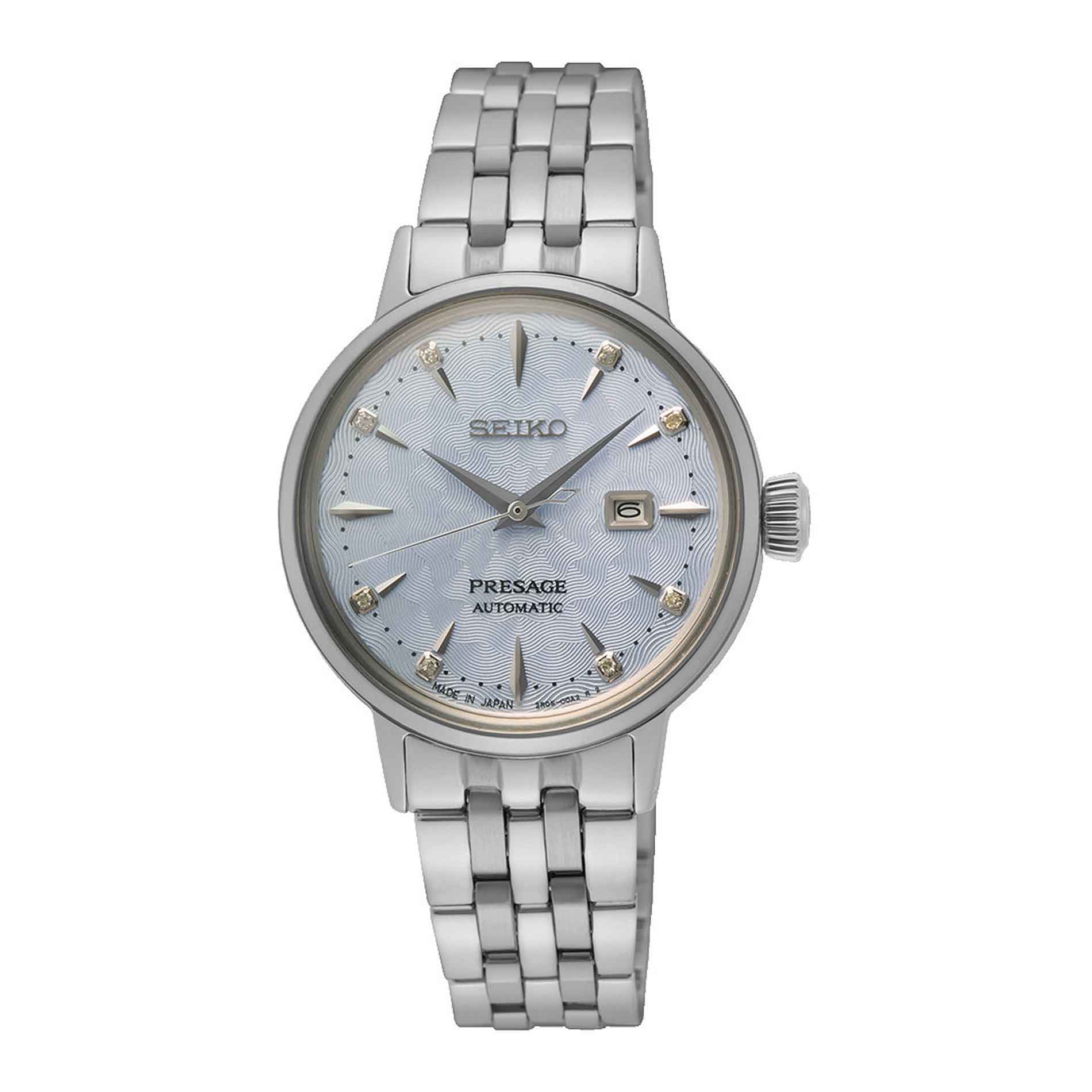 Automatisk ur fra seiko med lys blå skive