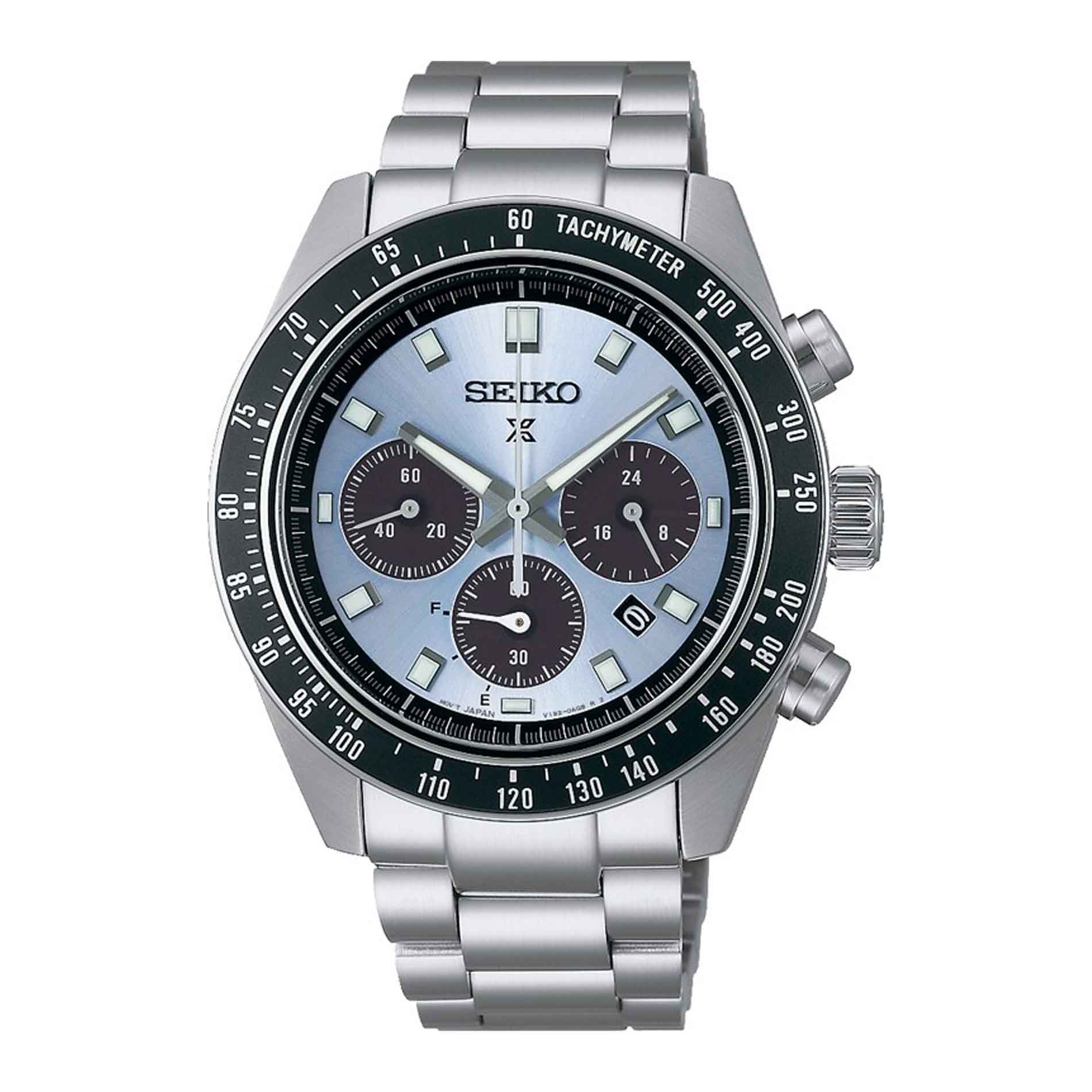 seiko ur i stål med blå skive