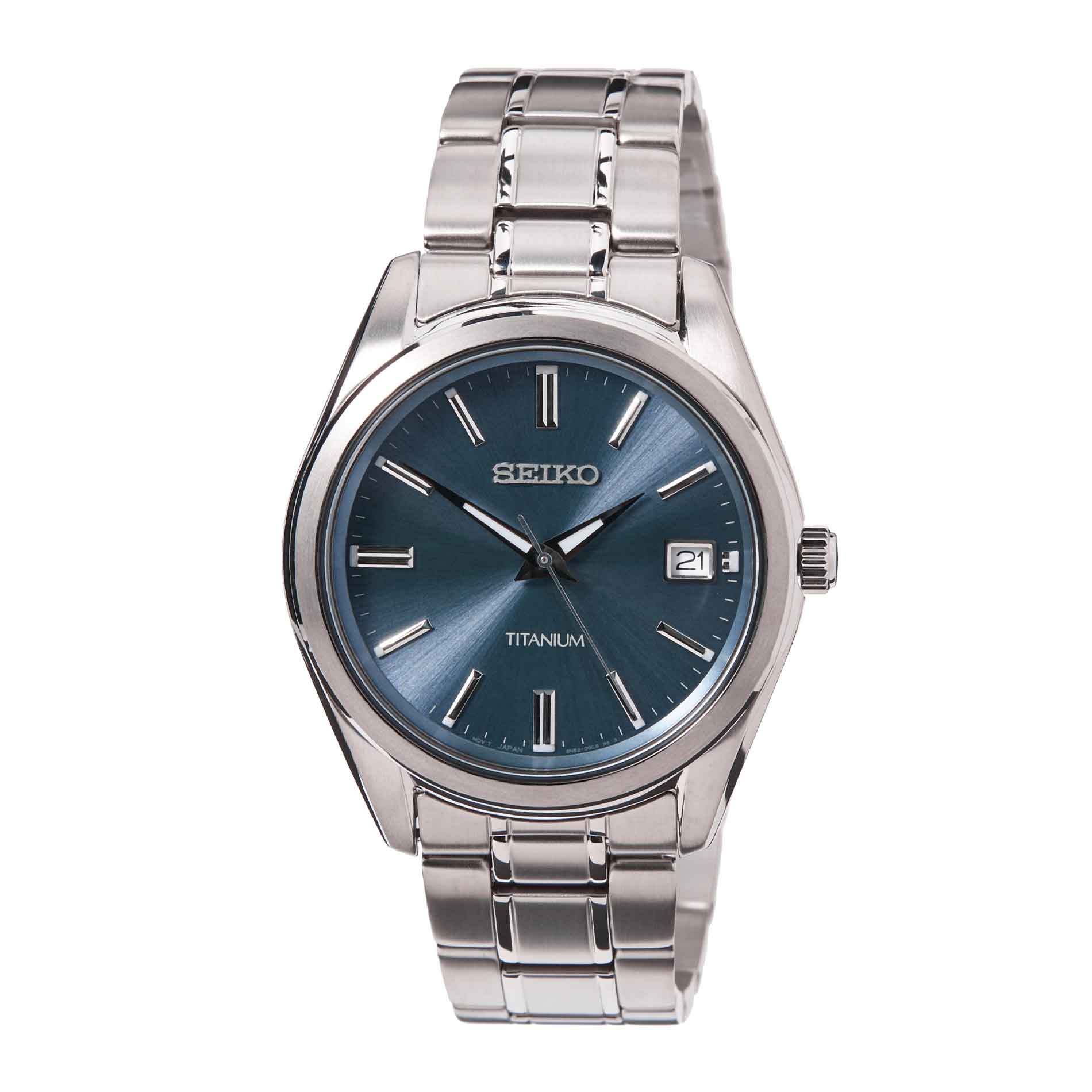 Seiko ur i titanium med blå skive