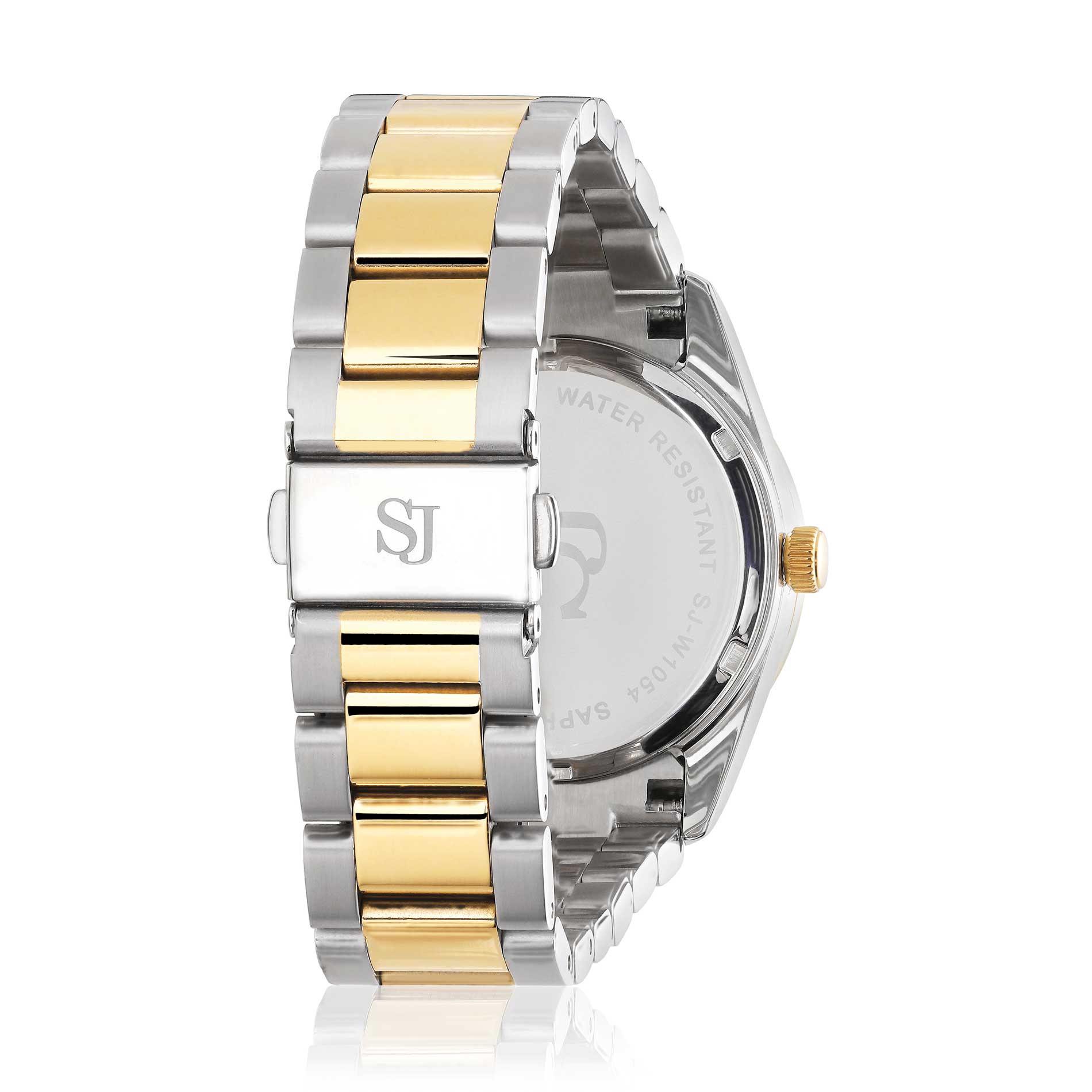 Sif Jakobs Electra ur i two-tone guld/stål med zirkonia sten rundt kransen, set bagfra