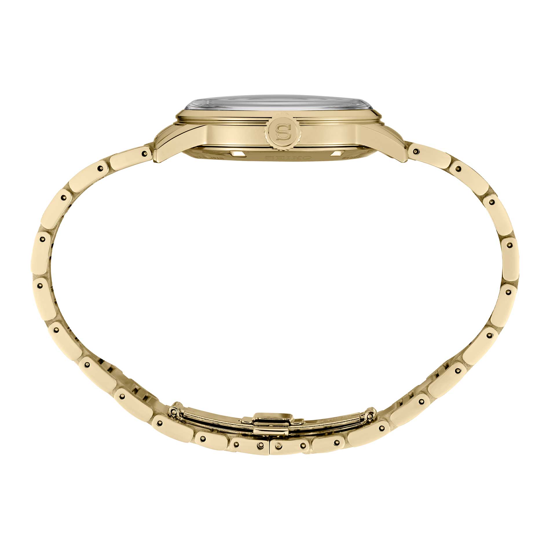 Guldfarvet ur med gylden skive fra Seiko