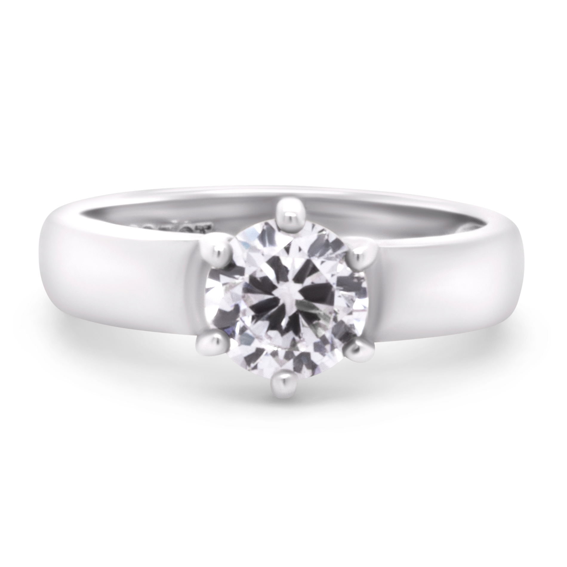 Sølv solitaire ring med en hvid zirkonia sten