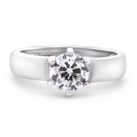 Sølv solitaire ring med en hvid zirkonia sten
