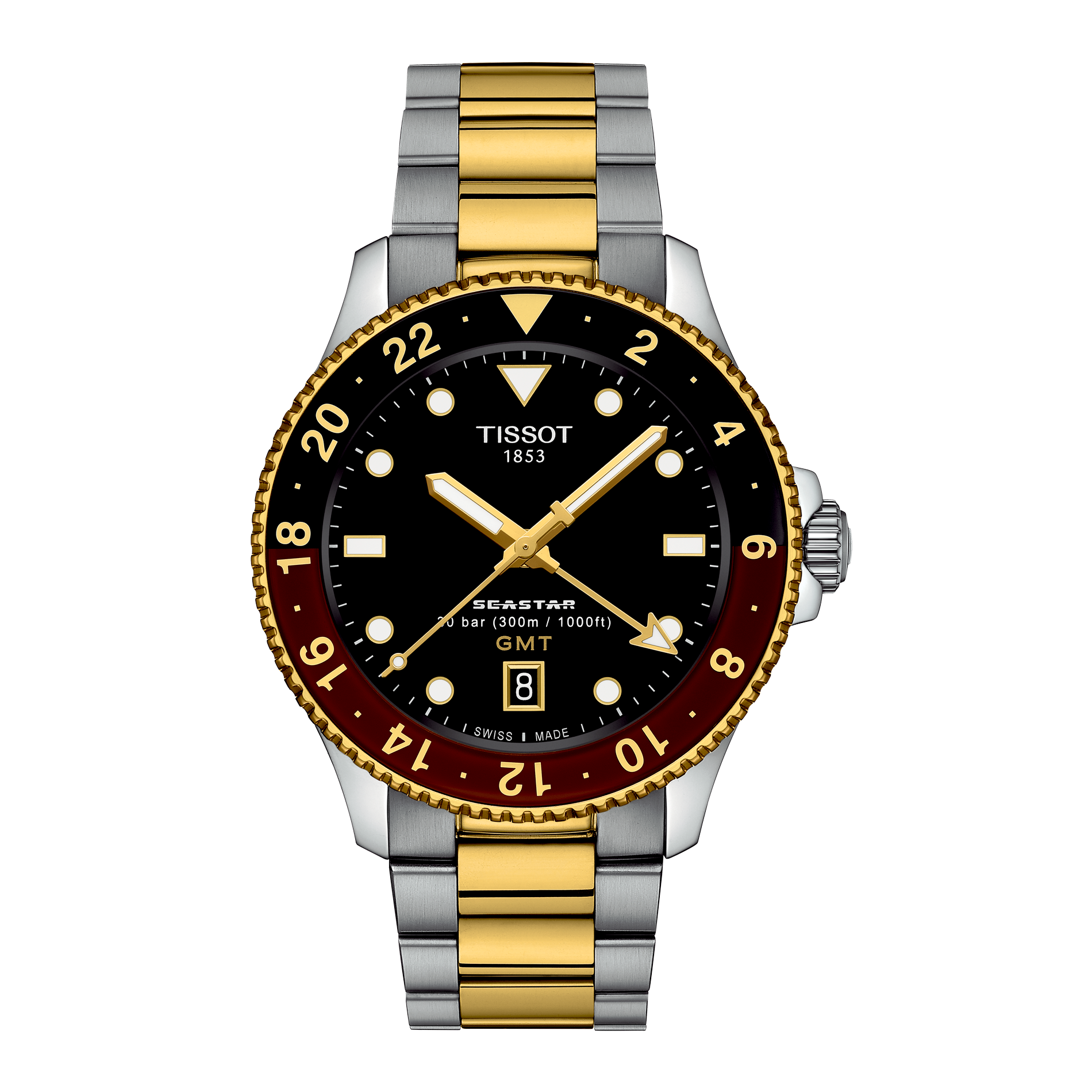 Tissot Seastar 1000 40 mm Two-Tone krans med sort skive