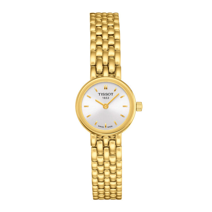 Guldfarvet dameur fra tissot med sølv skive