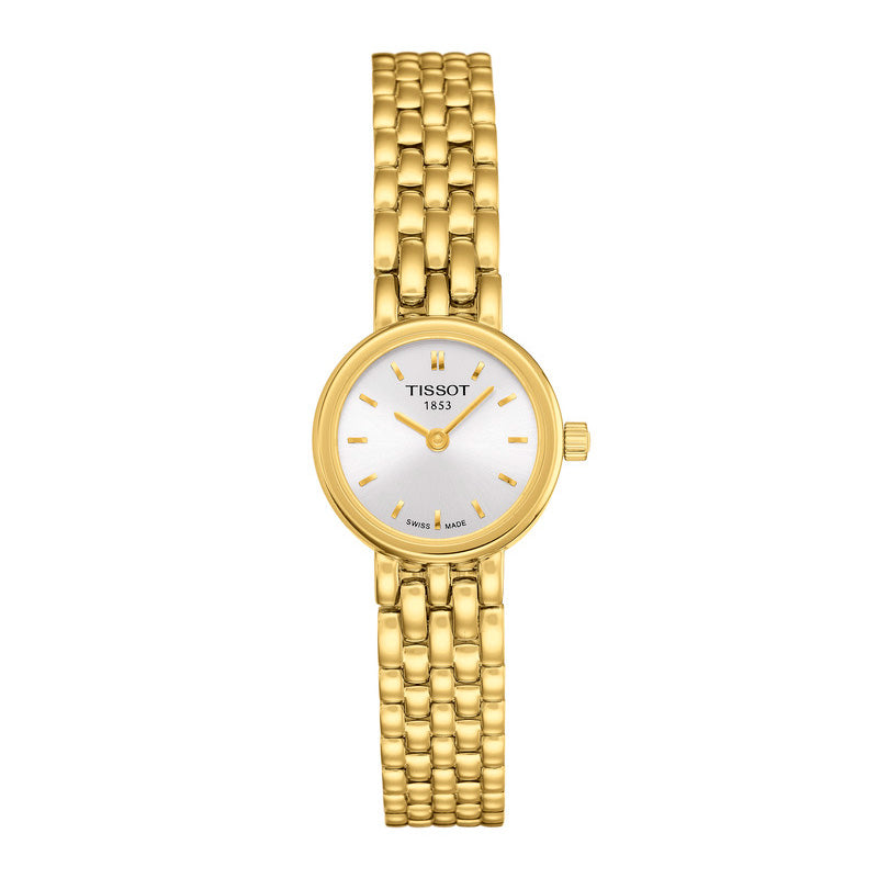 Guldfarvet dameur fra tissot med sølv skive