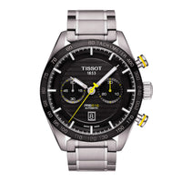 Sportsur fra Tissot med sort skive og stållænke