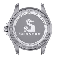 Klassisk dykkerur til mænd i guld og stål med sort skive med guld detaljer, set bagfra