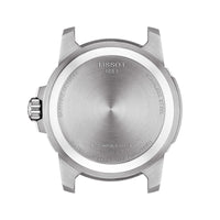 Herreur i stål med brun læderrem og sort skive fra tissot, set bagfra