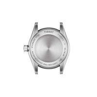 Tissot dameur med perlemor skive og stållænke samt ekstra hvid læderrem