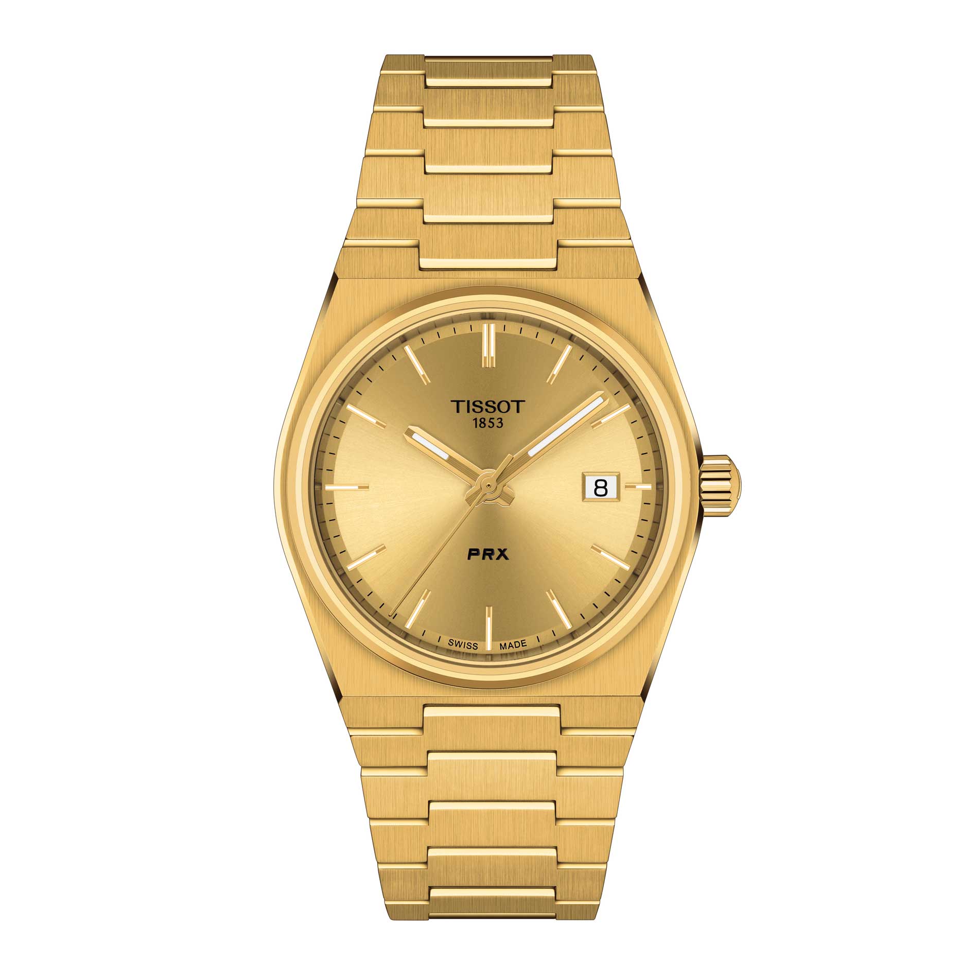 Guld dameur i stål fra Tissot, set forfra