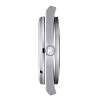 Klassisk automatisk herreur i stål med grøn skive fra Tissot, set fra siden