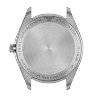 Stålur fra Tissot med grøn skive, set bagfra