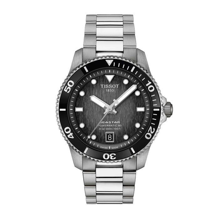 Tissot ur i stål med grå skive og sort  bezel