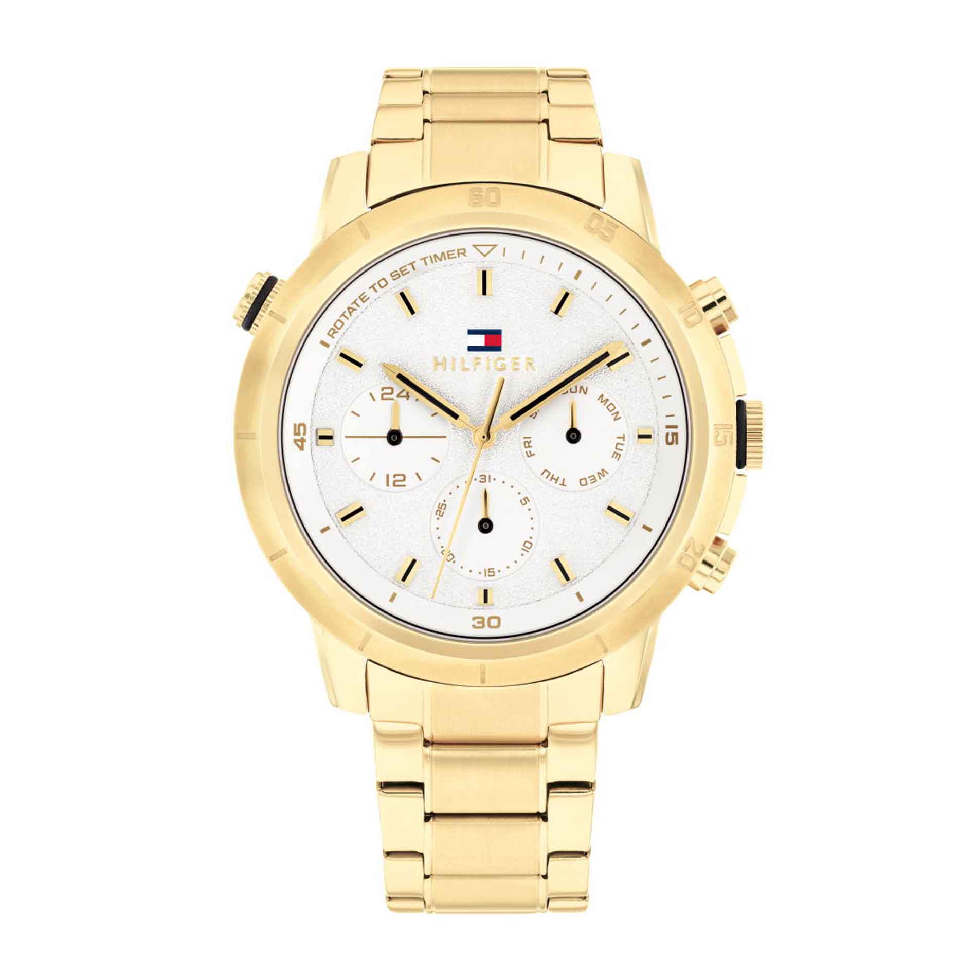 Tommy Hilfiger ur i guldtonet stål med hvid skive